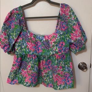 Lilly Pulitzer Floral Puff Sleeve Top